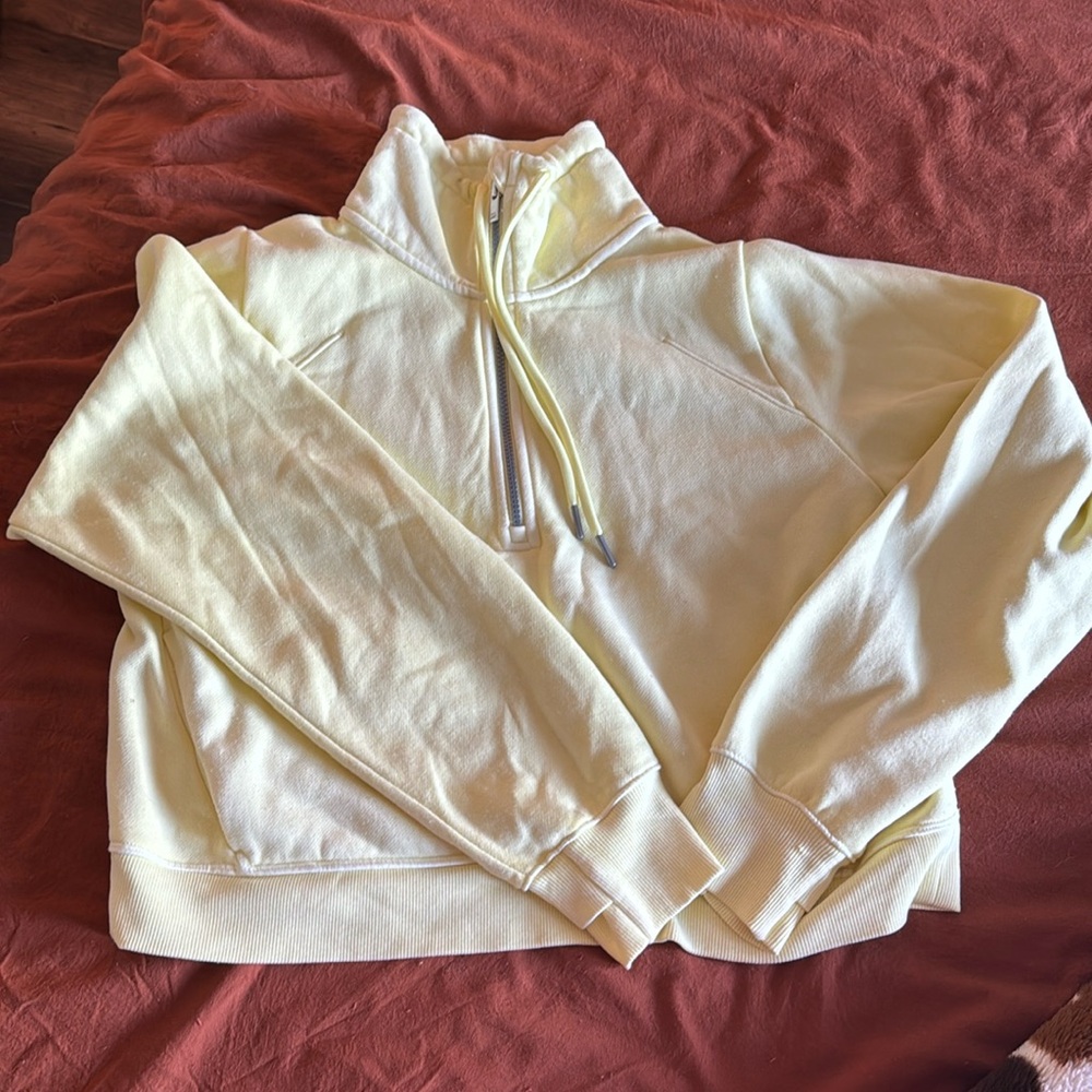 Women's Light Yellow Half-Zip Pullover Sweatshirt